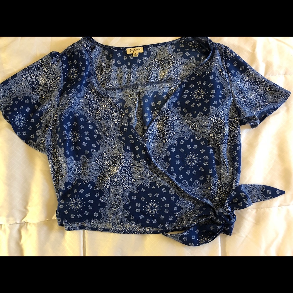 Blue Body Wrap Crop Top